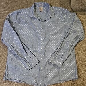 A Frame Denim Blue Polka Dot Button Down Shirt
